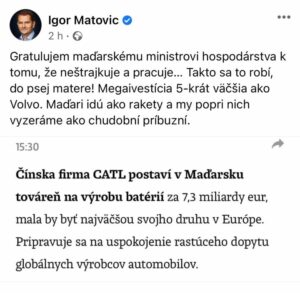 Presne pre toto by mal Igor Matovič konečne odísť z vlády. Nevie žiť bez neustáleho konfliktu, klamstiev a urážania ostatných. R…