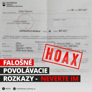 ❗️HOAX – FALOŠNÁ MOBILIZÁCIA SLOVÁKOV❗️

V informačnom priestore sa opäť šíri sofistikovaný HOAX, že na Slovensku prebieha mobil…