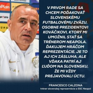 #slovenskisokoli ⚽ tréner reprezentácie Francesco Calzona na začiatku prvej tlačovej konferencie v Neapole poďakoval Slovenskému…