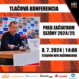 🗞️ Tlačová konferencia MFK Ružomberok pred štartom sezóny 2024/2025 sa uskutoční v pondelok 8